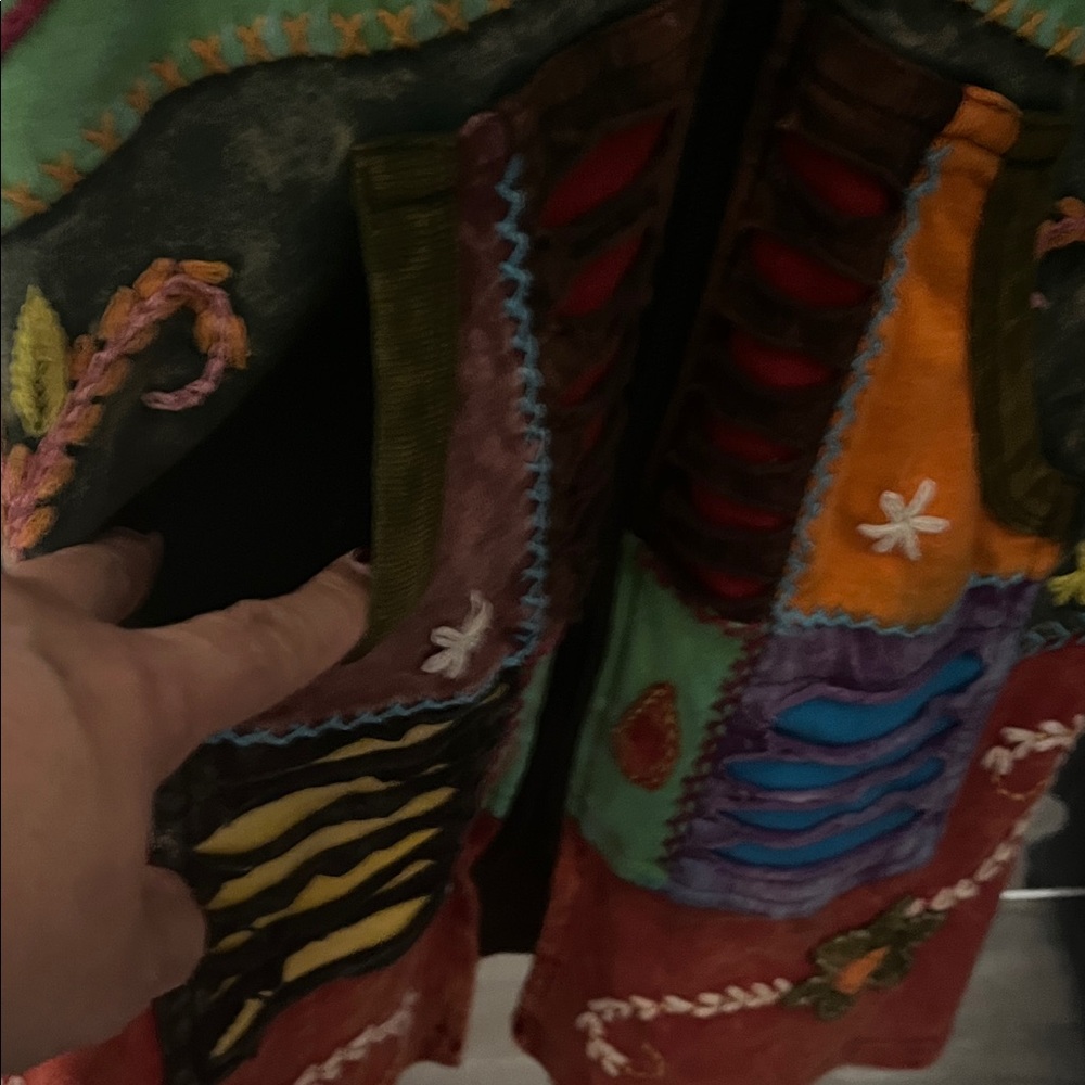 Vintage Made In Nepal 100% Cotton Patchwork Zip Up Small - Picture 3 of 9